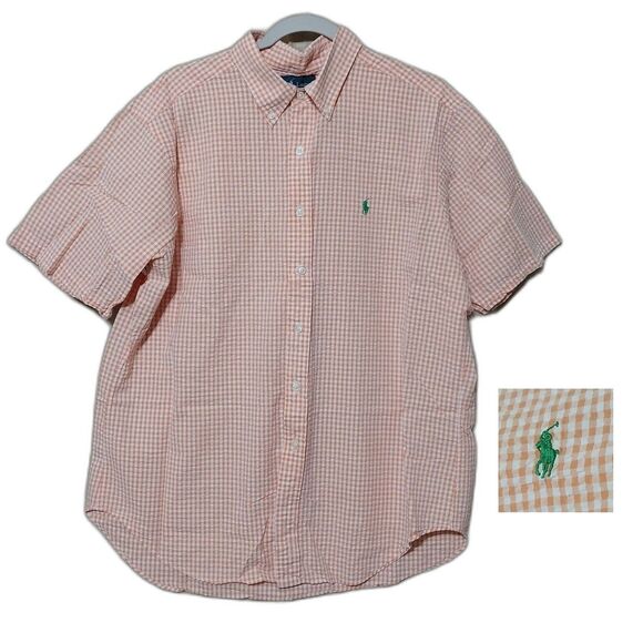 Ralph Lauren Other - Ralph Lauren shirt Mens XL orange gingham short sleeve button up Classic Fit